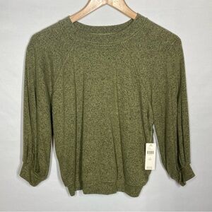 NWT Anthropologie PILCRO Green Sweater. XXS. Balloon Sleeved & Slightly Cropped